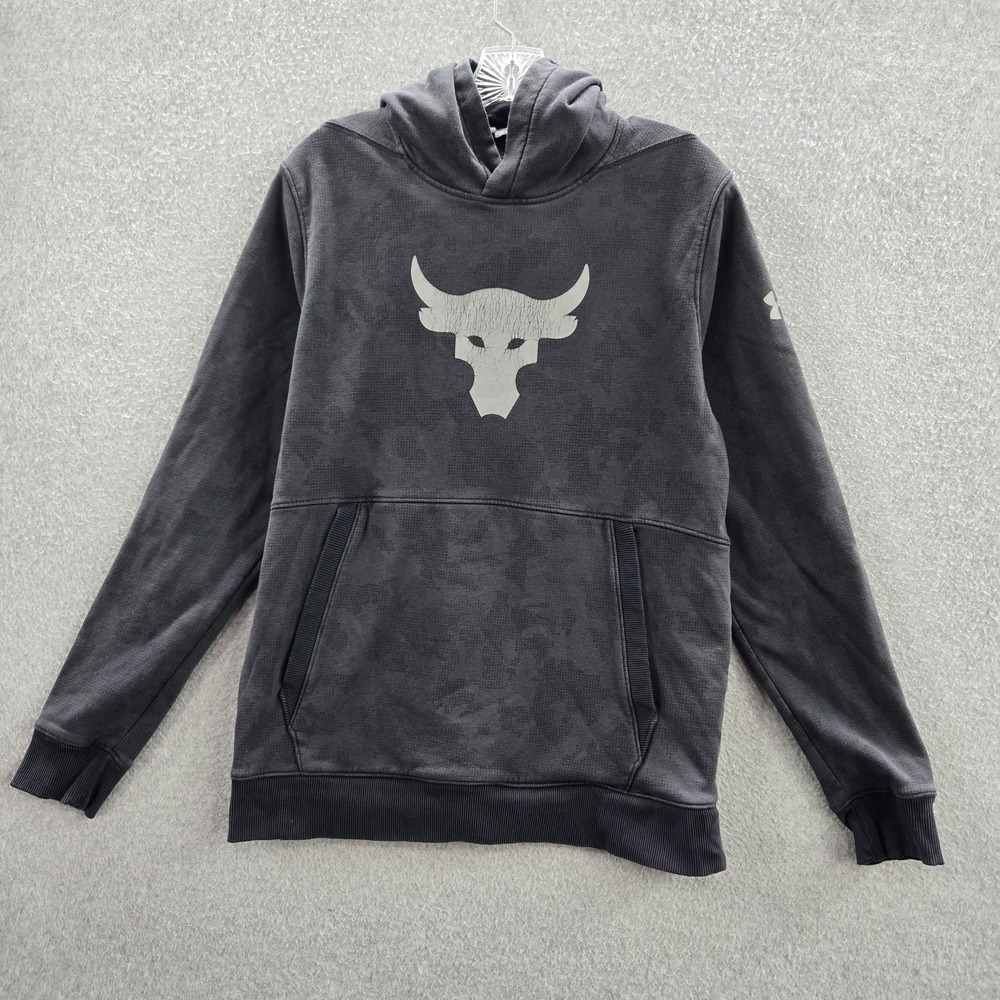Under Armour x Project Rock Men Hoodie M Black Camouflage Bull Skull